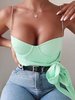 Tops Sexy Femmes avec Bretelles en Métals à Col Décolleté en Carré Taille Haute à Lacets Unicolore
