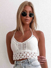 Tops Sexy Taille Haute en Côtelé Femme avec Bretelles à Col Décolleté en V Creusants Unicolore Tops Sexy Eté