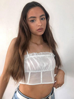 Tops Sexy Taille Haute Femme Moulants avec Bretelles à Col Carré Coupe Cintrée en Plis Unicolore Tops Sexy Eté