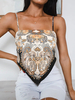 Tops Sexy Taille Haute Imprimés avec Bretelles à Col Carré avec Dos Nu à Lacets Multicolores Tops Sexy Femme Eté