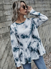 Tops T-shirt Femmes Courts à Manches Longues Imprimés Bas Evasée Bicolores