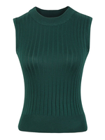 Tops T-shirts Camisoles avec Bretelles Gilets en Maille Moulants à Col Rond sans Manches Unicolore
