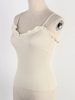 Tops T-shirts Camisoles avec Bretelles Gilets en Maille Moulants à Col U avec Volants sans Manches Unicolore