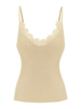 Tops T-shirts Camisoles avec Bretelles Gilets en Maille Moulants en Dentelles à Col V sans Manches Unicolore