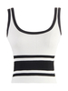 Tops T-shirts Camisoles avec Bretelles Gilets en Maille Moulants Imprimés à Col U sans Manches Bicolores