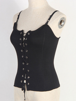 Tops T-shirts Camisoles avec Bretelles Gilets Moulants à Col Rond à Lacets sans Manches Unicolore