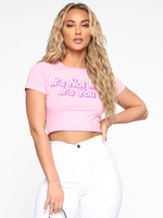 Tops T-shirts Courts Femmes Imprimé les Mots avec Manches Courtes Moulants à Col Rond Bicolores Sexy