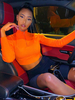 Tops T-shirts Femmes à Col Montant avec Manches Longues Taille Haute à Zip Moulants Unicolore Sexy