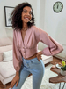 Tops T-shirts Femmes Courts à Col V avec Manches Longues Amples Décors avec Boutons Unicolore