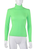 Tops T-shirts Femmes Courts avec Manche Longues Moulants à Col Montant Unicolore