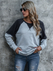 Tops T-shirts Femmes Courts Décontractés avec Manches Longues à Col Rond Bicolores