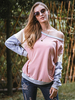 Tops T-shirts Femmes Imprimés Décontractés avec Manches Longues avec Epaule Dénudée Multicolores