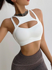 Tops Yoga Vêtements Yoga Femmes T-shrirt Taille Haute avec Bretelles Elastique Unicolore Sexy Haut de Yoga
