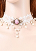 Tour de cou classique Lolita collier dentelle Rose Lolita blanc Déguisements Halloween