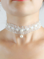 Tour de cou en dentelle perle de mariée