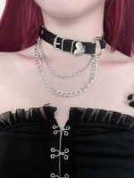 Tour de cou en métal gothique Lolita Détails en métal Motif coeurs Divers Accessoires Lolita noirs
