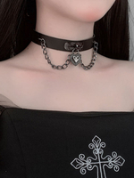 Tour de cou gothique Lolita Détails en métal Motif coeurs Divers Tour de cou Lolita noir en métal