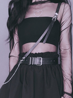 Tour de cou Lolita noir Détails en métal Oeillets Ceinture en cuir PU Métallique Divers Accessoires Lolita