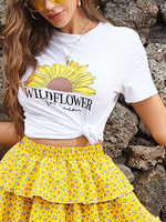 Tournesol T-shirt manches courtes Jewel Neck Tees Summer Tops