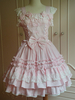 Toussaint Cospaly Costume en coton Lolita Jupe rose clair avec dentelle garniture Lace Up volants Déguisements Halloween