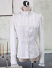 Toussaint Cospaly Costume Lolita blanc Blouse manches longues col Stand en coton avec dentelle Déguisements Halloween