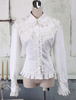 Toussaint Cospaly Costume Lolita blanc Blouse manches longues garniture Turn-down col volants en coton avec dentellegarniture Turn-down col volants Déguisements Halloween