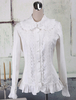Toussaint Cospaly Costume Lolita blanc Blouse manches longues volants dentelle garniture Turn-down col en coton avec dentelle Déguisements Halloween