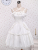 Toussaint Cospaly Costume Lolita douce Jupe blanche garniture Lace Up volants en coton avec dentelle Déguisements Halloween
