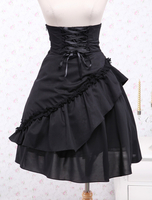 Toussaint Cospaly Costume Lolita douce Jupe noire courte couches Polyester avec dentelle Déguisements Halloween