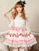 Toussaint Cospaly Costume Lolita douce Jupe rose courte imprimé gâteau crème glacée avec dentelle Déguisements Halloween
