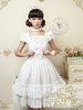 Toussaint Cospaly Costume Lolita douce Robe blanche monopièce Square cou couches volants Déguisements Halloween