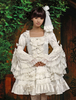 Toussaint Cospaly Costume Lolita douce Robe blanche une pièce longue Hime manches Lace Trim boucles Déguisements Halloween