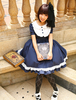 Toussaint Cospaly Costume Lolita Robe Asibuto Penta bleue marine monopièce manches courtes col Turndown avec dentelle Déguisements Halloween