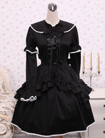 Toussaint Cospaly Costume Lolita Robe bleue marine monopièce Déguisements Halloween