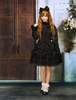 Toussaint Cospaly Costume Lolita Robe noire manches courtes Déguisements Halloween