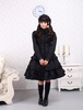 Toussaint Cospaly Costume Lolita Robe noire manches longues lacent Bow Ruffles stratifiés Déguisements Halloween