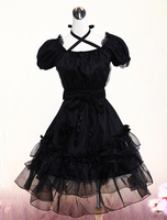 Toussaint Cospaly Costume Lolita Robe rouge manches longues Stand collier Déguisements Halloween