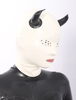 Toussaint Cosplay Capuche de démon creusée en latex blanc Déguisements Halloween