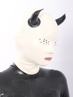 Toussaint Cosplay Capuche de démon creusée en latex blanc Déguisements Halloween
