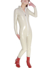 Toussaint Cosplay Combinaison PVC du Couleur Crème brillant ouverte en face Déguisements Halloween