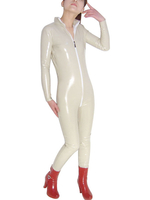 Toussaint Cosplay Combinaison PVC du Couleur Crème brillant ouverte en face Déguisements Halloween