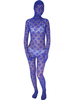 Toussaint Cosplay Costume bleu de zentai unisexe intégral ciselé en velours Déguisements Halloween