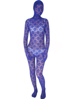 Toussaint Cosplay Costume bleu de zentai unisexe intégral ciselé en velours Déguisements Halloween