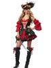 Toussaint Cosplay Costume de pirate rouge en polyester pour femme Déguisements Halloween