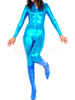 Toussaint Cosplay Costume de zenta bleu ciel clair de combinaison métallisé brillant collant Déguisements Halloween