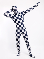 Toussaint Cosplay Costume de zentai blanc écossais en lycra spandex enveloppé Déguisements Halloween