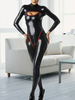 Toussaint Cosplay Costume de zentai de latex noir brillant de catwoman Déguisements Halloween