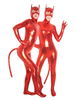 Toussaint Cosplay Costume de zentai Diable rouge en PVC avec masque et queue Déguisements Halloween