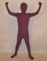 Toussaint Cosplay Costume de zentai enveloppé unisexe en lycra spandex bordeaux pour enfants Déguisements Halloween