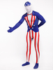 Toussaint Cosplay Costume de zentai enveloppé unisexe en lycra spandex multicolore imprimé drapeau national américain Déguisements Halloween